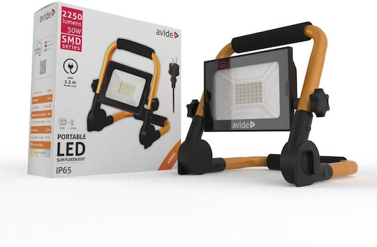Avide Slim Smd Ηλιακός Προβολέας LED 30W Φυσικό Λευκό 4000K