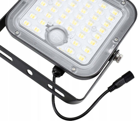Bemko Водоустойчив Соларен LED Прожектор 10W Топло Бяло 3000K с Датчик за Движение IP65