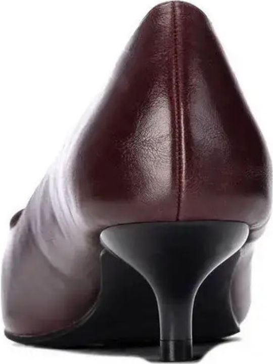 Leder Pumps mit Mittelhohem Absatz Burgundisch