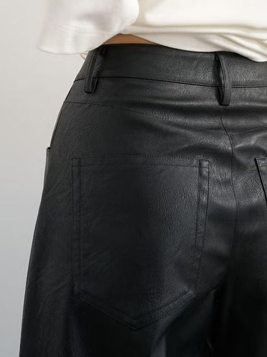 Women's Fabric Trousers in Loose Fit Black