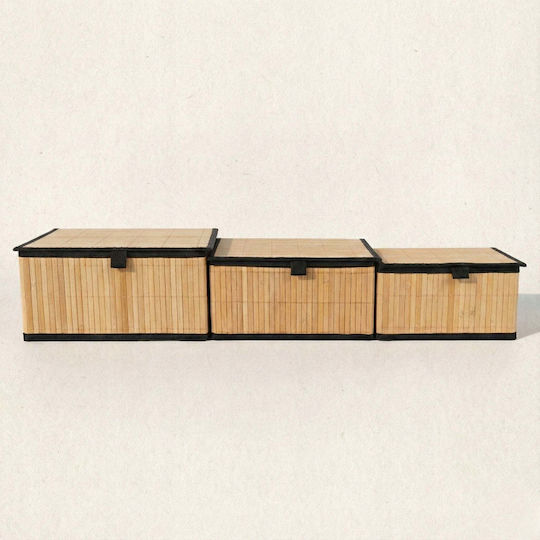 ikonka Aufbewahrungskorb Bamboo mit Deckel Braune