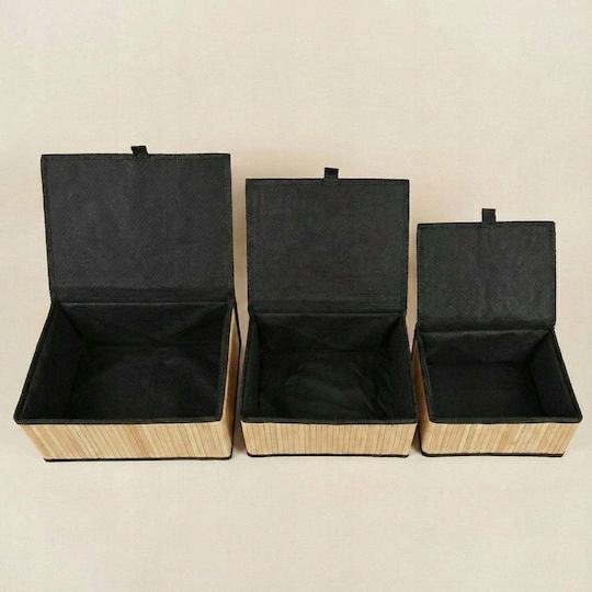 ikonka Aufbewahrungskorb Bamboo mit Deckel Braune