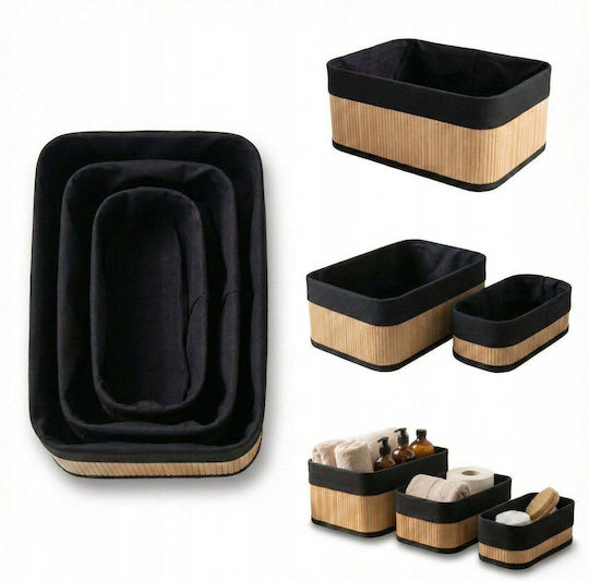 ikonka Bamboo Brown Storage Basket