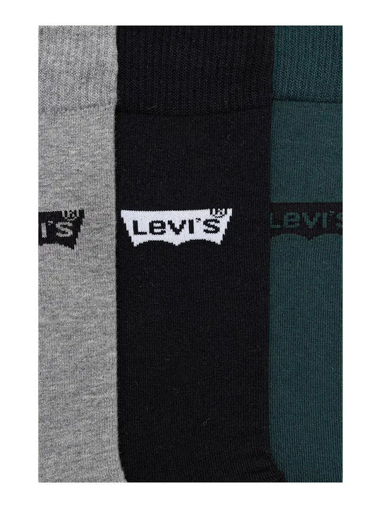 Levi's Ανδρικές Κάλτσες Regular Cut Batwing Logo 3 Ζεύγη Green Combo