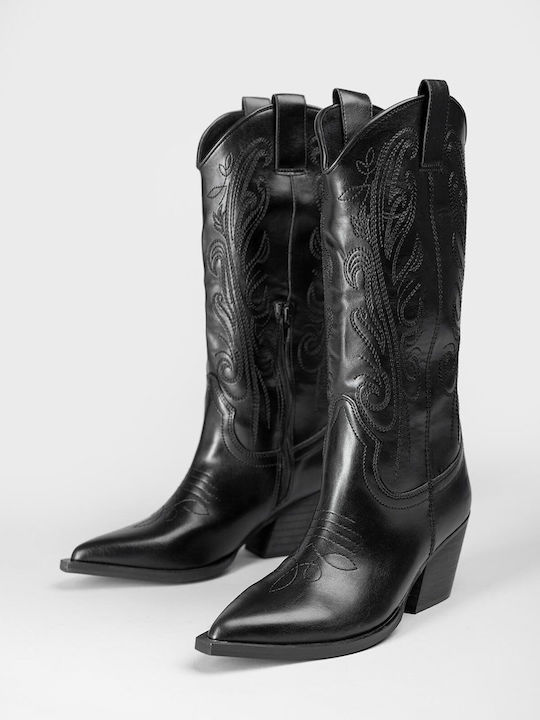Women's Cowboy Boots with Medium Heel Black