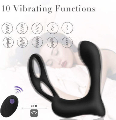 Silicone Prostate Vibrator Penis Ring Black