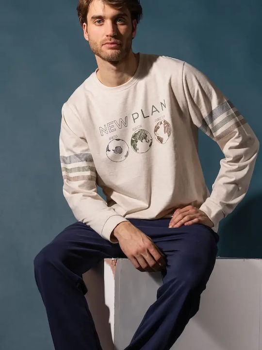 Admas Winter Herrenpyjama Beige Admas Winter Herrenpyjama Beige