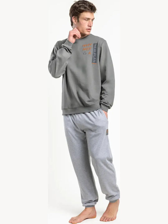 Admas Winter Herrenpyjama Grau Admas Winter Herrenpyjama Grau