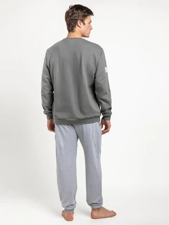 Admas Winter Herrenpyjama Grau
