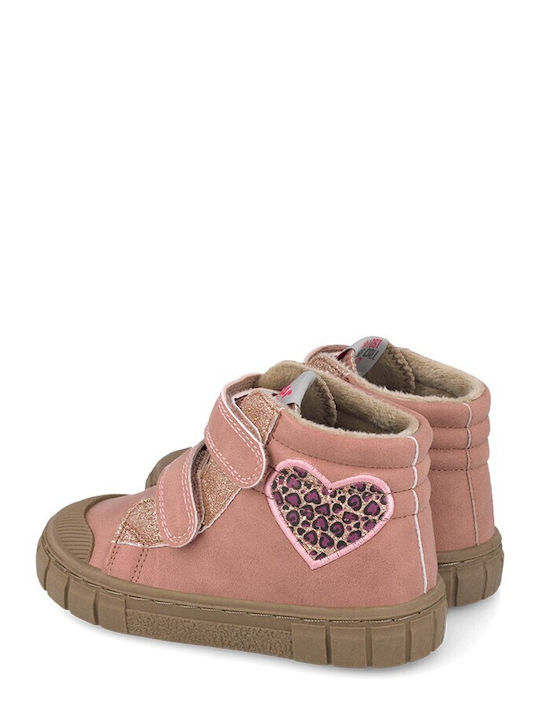 Anatomic Kids Barefoot Ankle Boots with Hoop & Loop Closure Pink