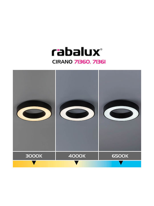 Rabalux Smart Deckenleuchte Schwarz mit Integrierter LED und Fernbedienung