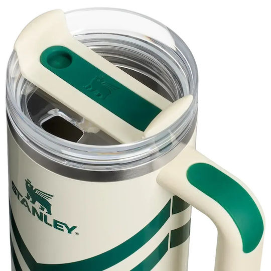 Stanley Quencher H2.O Flowstate Чаша с Дръжка Термос Неръждаема Стомана Без BPA 890ml Courtside Cream със Сламка и Дръжка