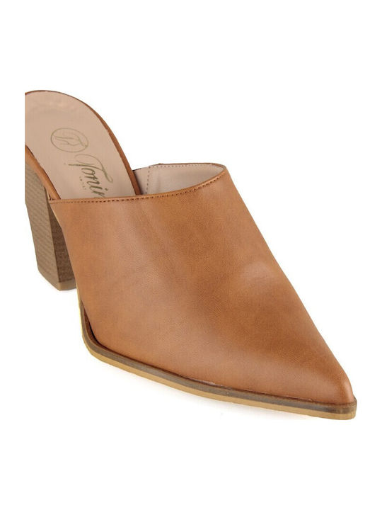 Mules With High Heel In Brown Colour