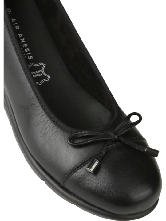 Leder Damen Ballerinas Schwarze