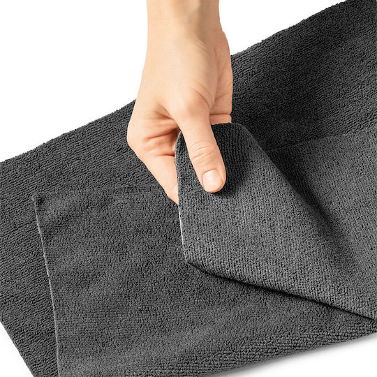 Edgeless Seamless Microfiber Cloth Polishing / Cleaning for Car Upholstery - Leather 370gsm Black 40x40cm