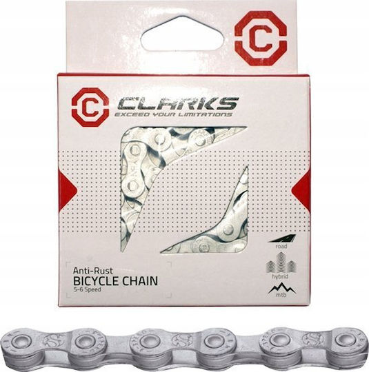 Clarks Bicycle Chain 6 / 7 Speeds 116L Silver