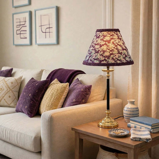Table Lamp for E27 Lamp Fitting with Purple Shade