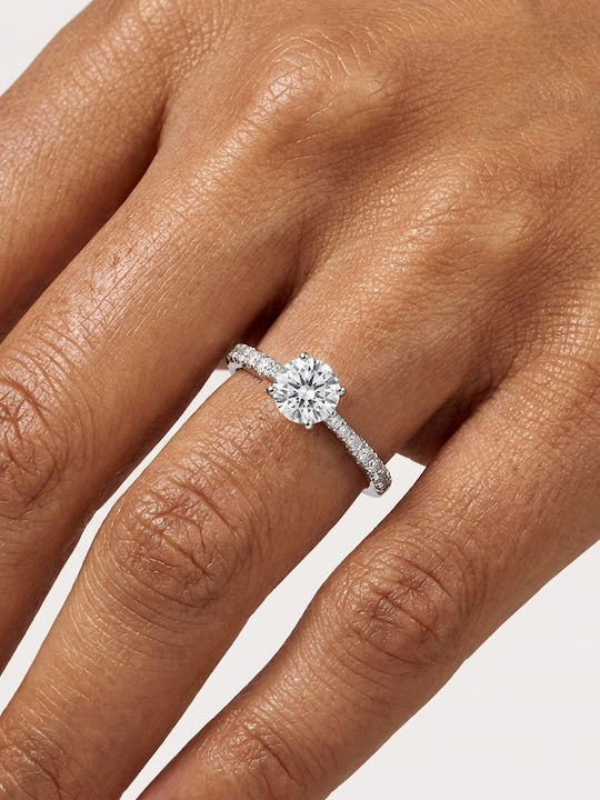 Einzelner Steine Ringe aus Weißgold 14K mit Diamant