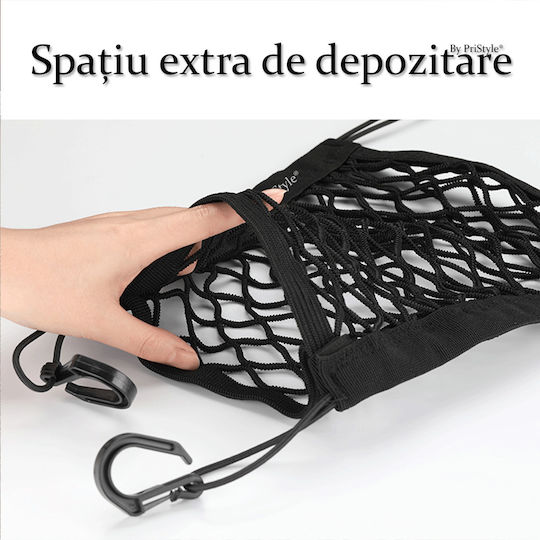 Plasă de Protecție pentru Spațiul dintre Scaunele Auto Previne Copiii să Trecă între Scaunele Auto Compatibilitate Universală 30x30 Cm Echipată cu Benzi Elastice Cârlige Durabile Funcție de Depozitare Neagră Pristyle