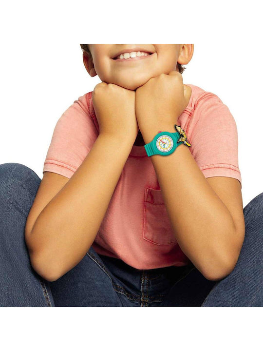 HipHop Hip Hop Dinoroar Analog Kinderuhr Grün mit Silikonarmband
