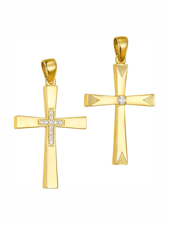Papoulidis Jewellery Златен Кръст 14 Карата Двулицев
