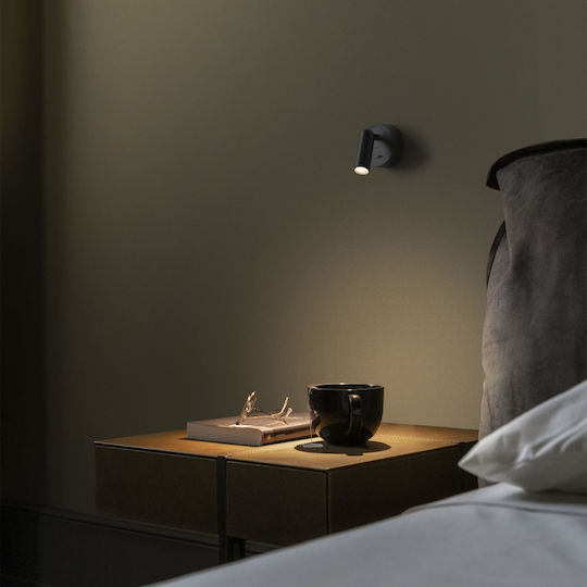 Modern Wall Lamp with Integrated LED with USB Port Black