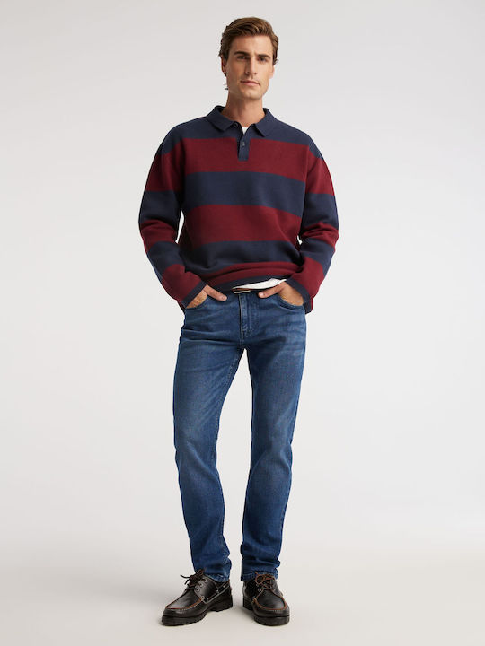 Newman 265 Мъжки Панталон Джинс Regular Straight Fit Червен