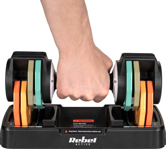 Rebel Active Dumbbell Set with Bar Total Weight 5kg Adjustable with Stand