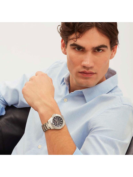 Breil Men's Battery Chronograph Watch With Silver Steel Bracelet