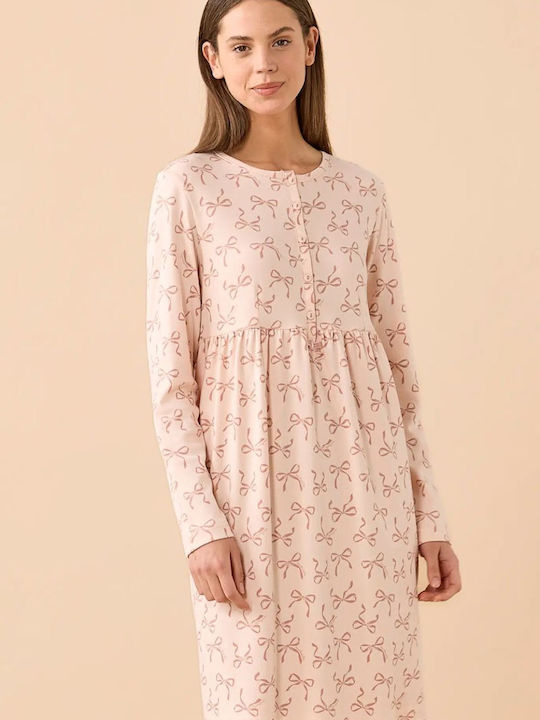 Noidinotte Winter Cotton Women's Nightgown Salmon