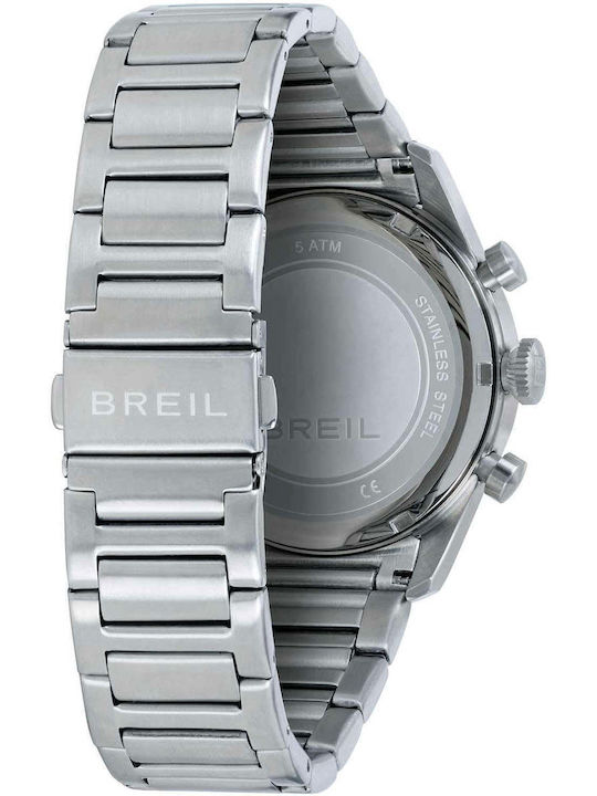 Men's Battery Chronograph Watch With Silver Steel Bracelet