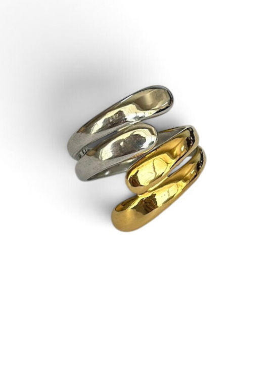 Steel Women's Steel Gold Plated Ring