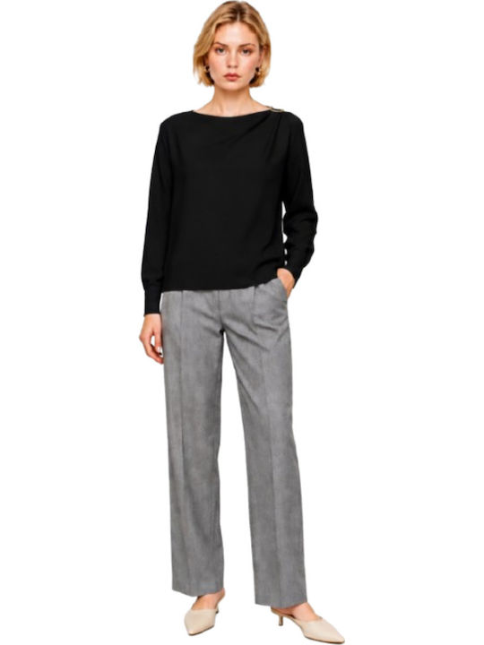 Women's Summer Long Sleeve Blouse Black