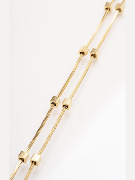 Late Again Double Geometric Necklace Made of Gold Plated Steel Late Again Double Geometric Necklace Made of Gold Plated Steel