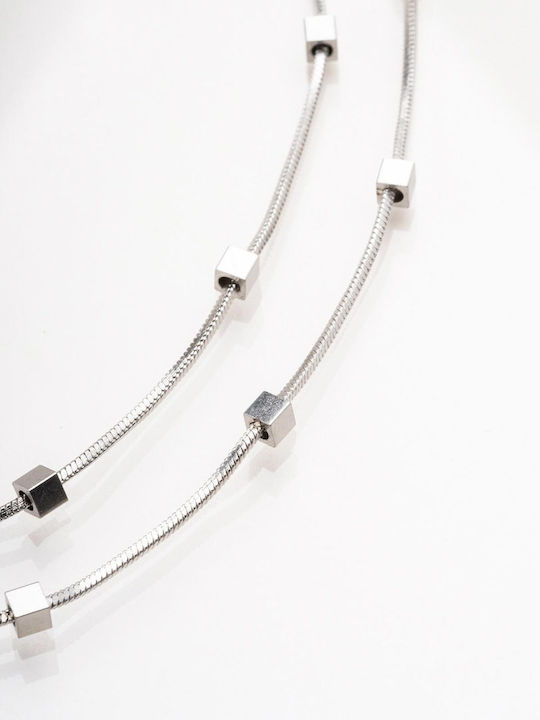 Late Again Double Geometric Necklace Made of Steel Late Again Double Geometric Necklace Made of Steel
