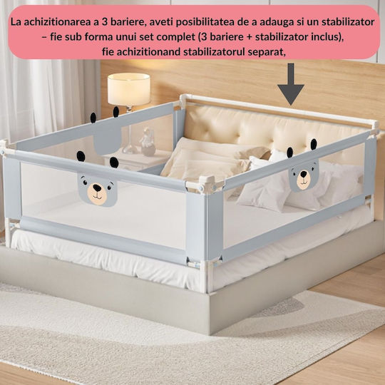 Kidizi Funny Bear Bară De Protecție Pentru Pat Din Material Textil Gri 200 Cm