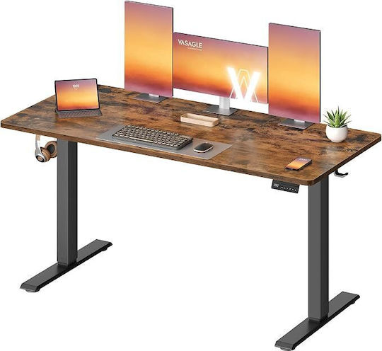 Elektrisches Schreibtisch aus Holz Rustic Braun mit Metallbeinen 140x60cm