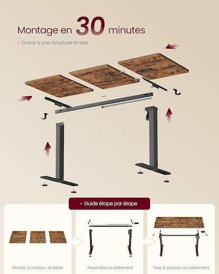 Elektrisches Schreibtisch aus Holz Rustic Braun mit Metallbeinen 140x60cm