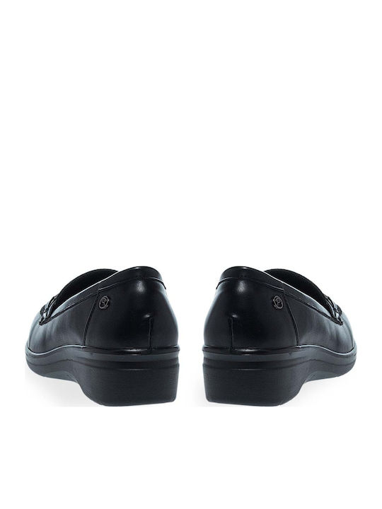 Leather Women's Loafers in Black Color