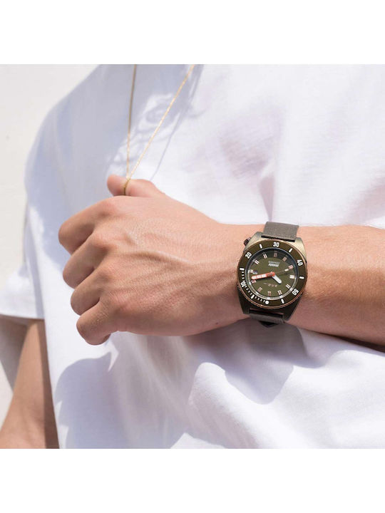Breil Men's Battery Watch with Olive Oil Fabric Strap