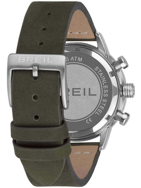 Breil Men's Battery Chronograph Watch With Green Leather Strap