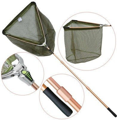 Baracuda Ajx-ko60213 Plasă de pescuit cu cap triunghiular Lungime totală 2.15 M Deschidere 0.6 M