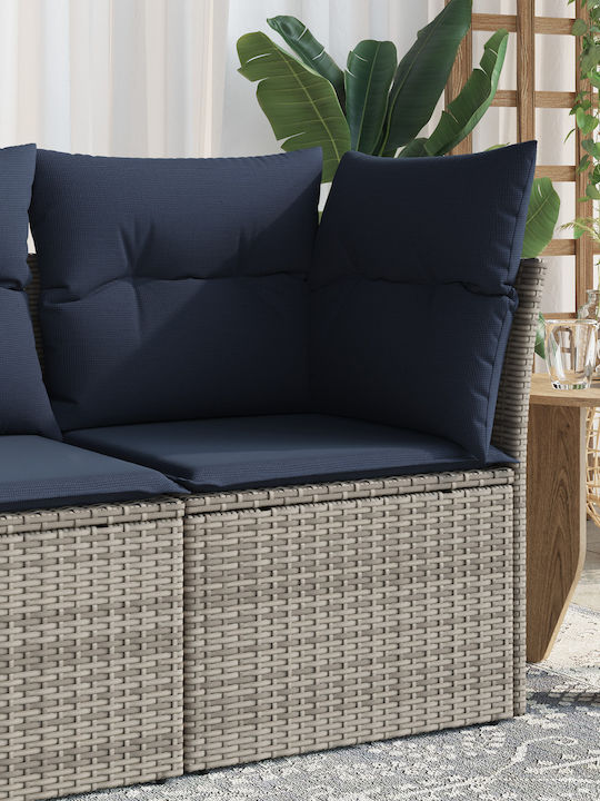Τριθέσιος Καναπές Εξωτερικού Χώρου Rattan με Μαξιλάρια 62x62x69cm