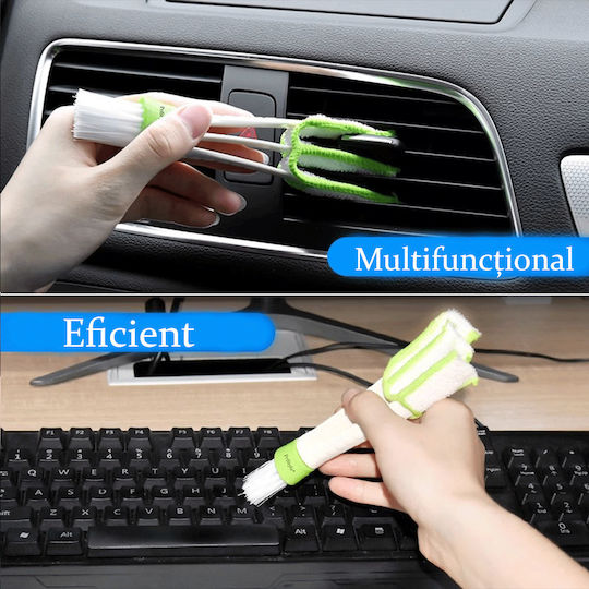 Pristyle Perie de Curățare pentru Mașini Interiorul Mașinii Șanțuri Grile 2 în 1 Detașabilă Perie din Microfibră Ideală pentru Suprafețe Înguste și Dificile Interiorul Mașinii Praf Scame Mobilier Tastaturi Eficientă Rapidă Verde
