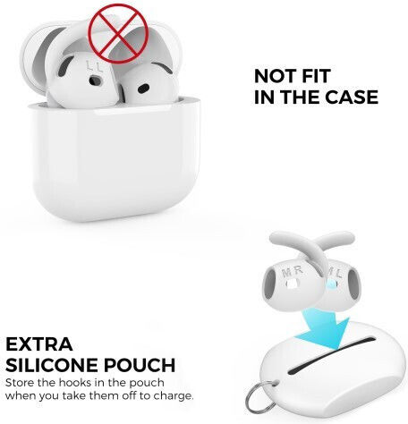 Ahastyle Pt60-4 1 Чифт Силиконови Куки За Ухо Airpods 4 Размер Large Бял