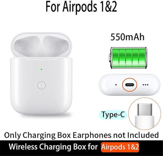 Wireless Charging Case 550mAh Apple AirPods 2019 AirPods 2019 2016 USB-C Port