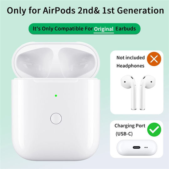 Wireless Charging Case 550mAh Apple AirPods 2019 AirPods 2019 2016 USB-C Port