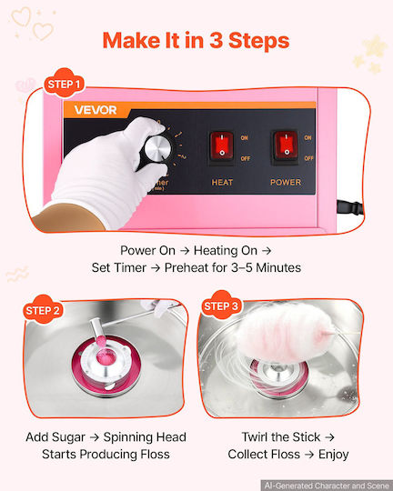 Vevor Candy Floss Maker 43.5cm Pink