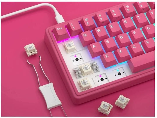 Royal Kludge R65 Гейминг Механична Клавиатура с RGB Осветление (Английски US) Розов