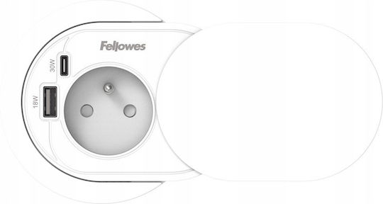 Fellowes Μονή Χωνευτή Πρίζα Ρεύματος Λευκή